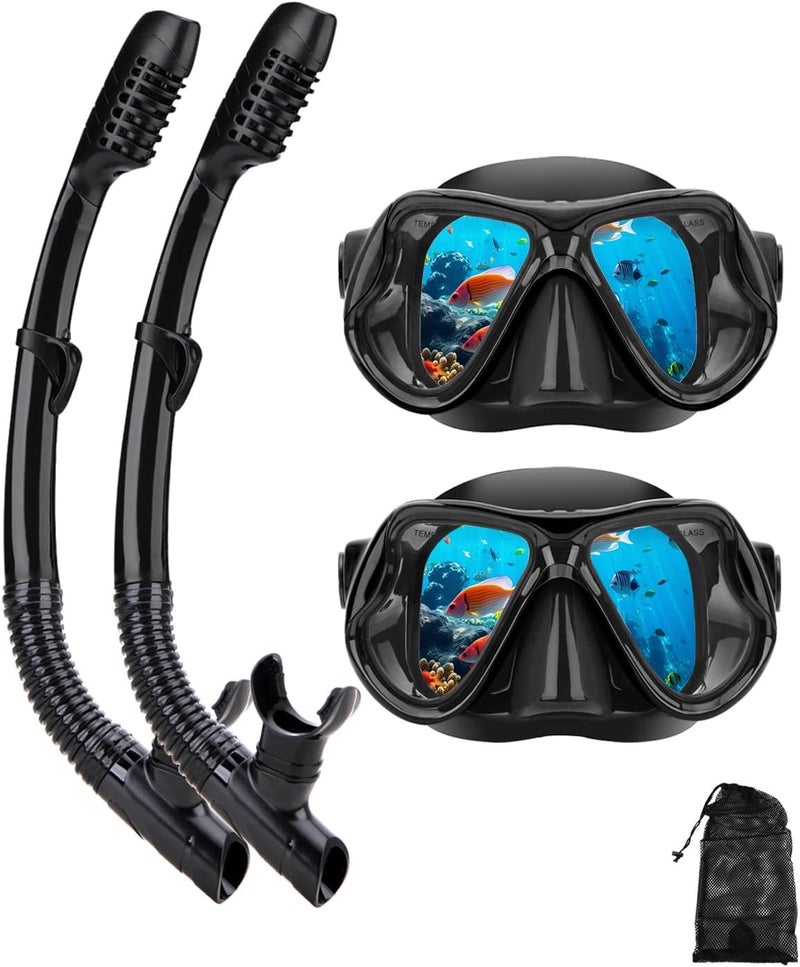 DIPUKI Snorkeling Gear for Adults, Dry-Top Snorkel Mask Set, Anti-Fog Scuba Diving Snorkle mask Set Adult, Panoramic Wide View Dive mask, Adjustable Swimming Diving Snorkeling Packages - Image 1